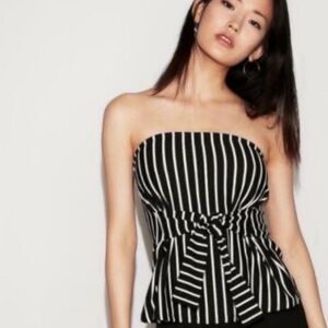 Express Black and White Strapless Blouse